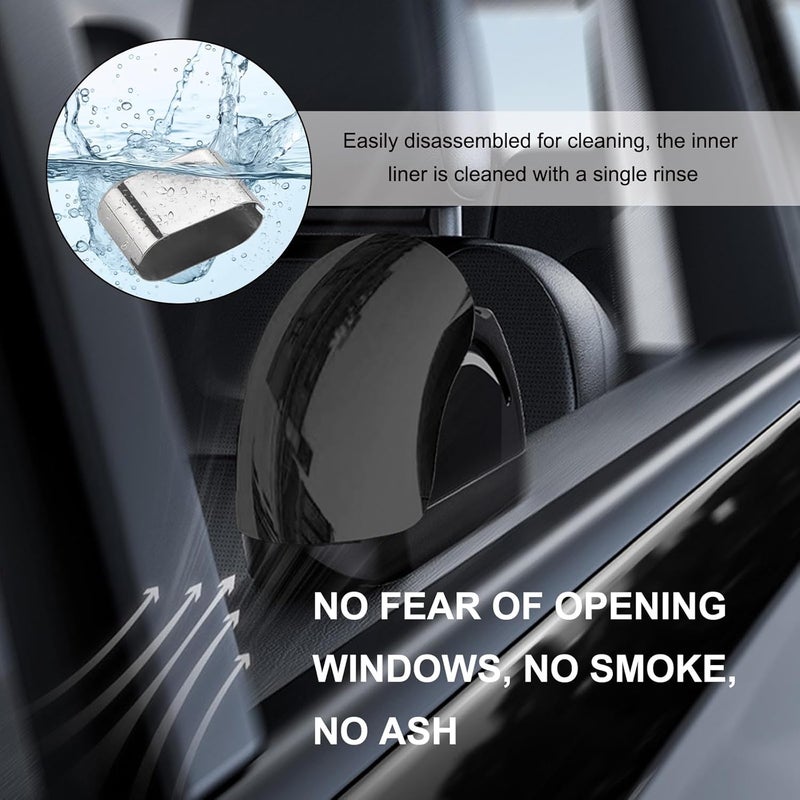 Wevdn Car Ashtray with Lid, Portable Smokeless Car Door Cigarette Ashtray with LED Light, Windproof Automotive Ash Tray for Most Car Home Office Outdoor Use, Car Accessories (Black) - Image 5
